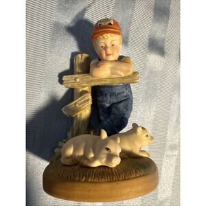 Little Slugger Boy with Pigs-Country Store Little Farmers Figurine 1983 D Jacobs